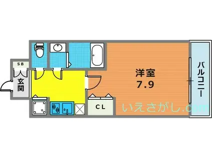 エスライズ新神戸II(1K/2階)の間取り写真