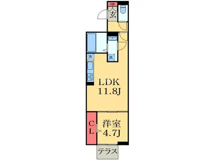 ガルデ西千葉(1LDK/1階)の間取り写真