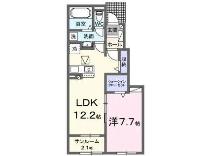 クレア ガーデンII(1LDK/1階)の間取り写真