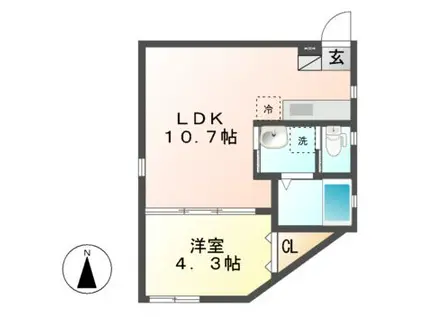 エイチエムティサカエ(1LDK/1階)の間取り写真