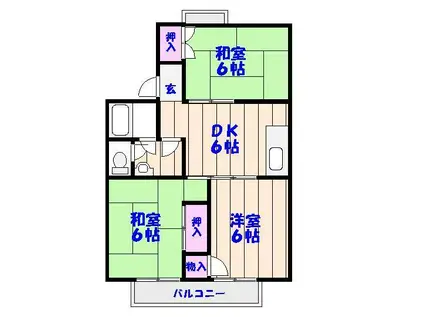 ネオハイツ伊藤(3DK/1階)の間取り写真