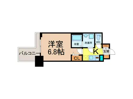 プレサンス錦プレミアム(1K/2階)の間取り写真
