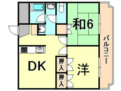 西宮ハイムI(2DK/2階)の間取り写真
