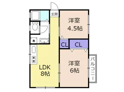 サンプラザⅠ(2LDK/2階)の間取り写真