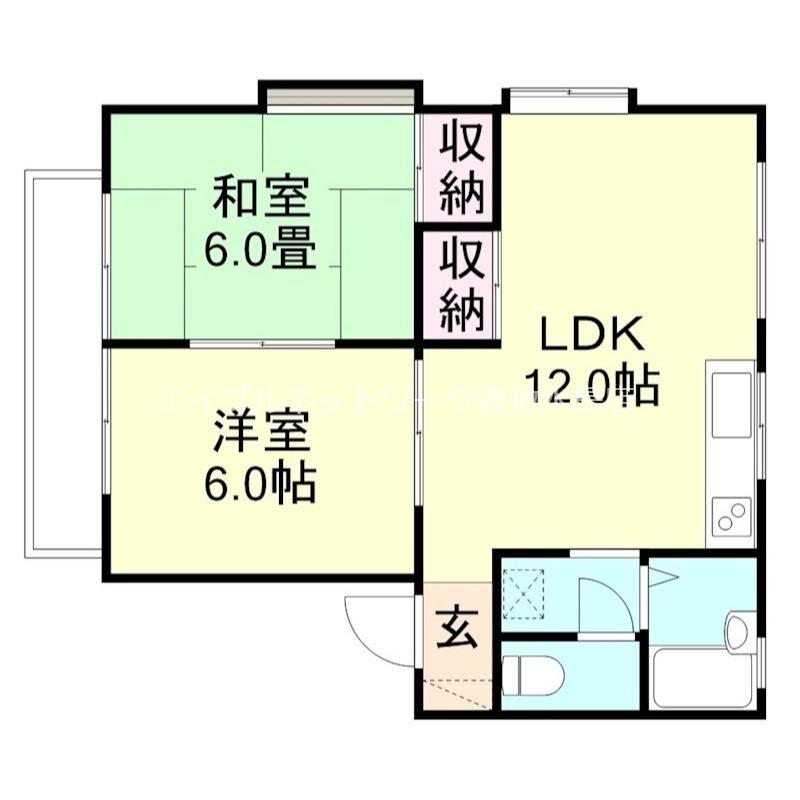 コーポ岸本B棟(2LDK/2階)の間取り写真
