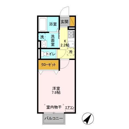 D-ROOM24 B(1K/1階)の間取り写真