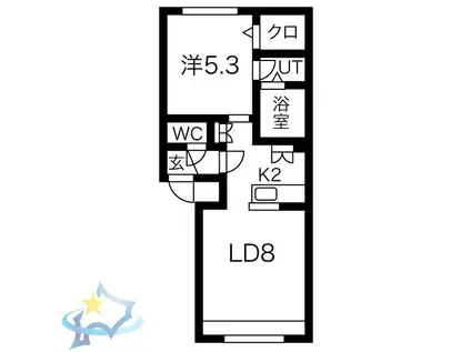グランメールウエスト9(1LDK/4階)の間取り写真