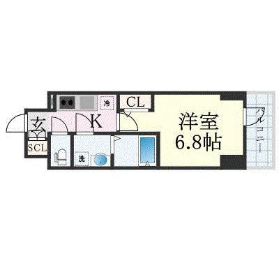 エスリード難波 THE FIRST(1K/8階)の間取り写真