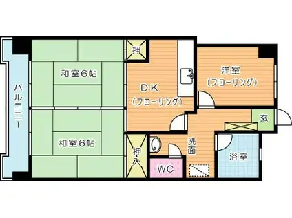 第8岡部ビル(3DK/2階)の間取り写真