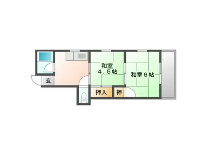 タウンハウスアミィ(2DK/1階)の間取り写真