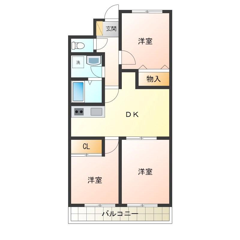 南晒屋コーポ(3DK/5階)の間取り写真