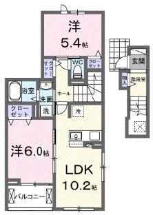 アプリコット(2LDK/2階)の間取り写真