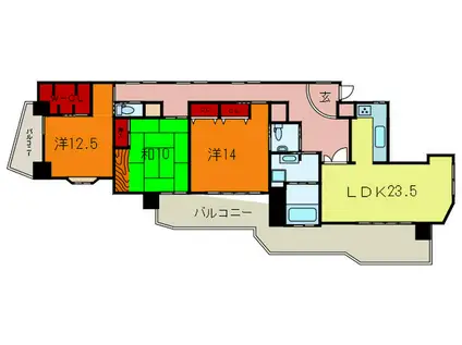 メグロ山手ビル(3LDK/6階)の間取り写真