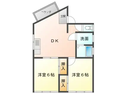 春日スプリングハイツ(2DK/5階)の間取り写真