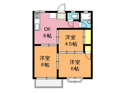 カーサ上尾本町(3DK/2階)の間取り写真
