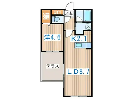 セントフィールドノース4(1LDK/1階)の間取り写真