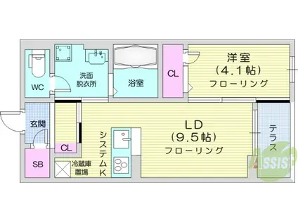 D-ROOM薬師堂(1LDK/1階)の間取り写真