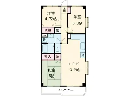 サンライズ熊谷(3LDK/6階)の間取り写真