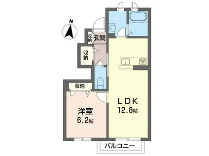 エスペランサII(1LDK/1階)の間取り写真