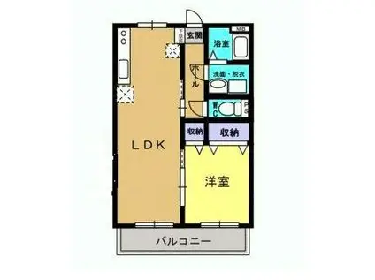 ユーミーマンションバウムI号館(1LDK/2階)の間取り写真