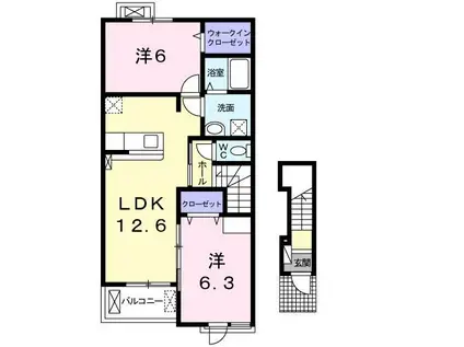 サン・テラス上野原(2LDK/2階)の間取り写真