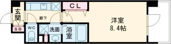 ARTIZA姫路(1K/15階)の間取り写真