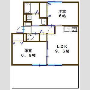 JAボナール上の丸(2LDK/1階)の間取り写真