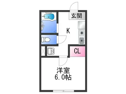 フレデリクスハウン3(1K/2階)の間取り写真