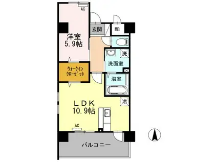 カンフォーラ松原(1LDK/2階)の間取り写真