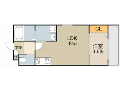 ALEGRIA古川橋II(1LDK/3階)の間取り写真