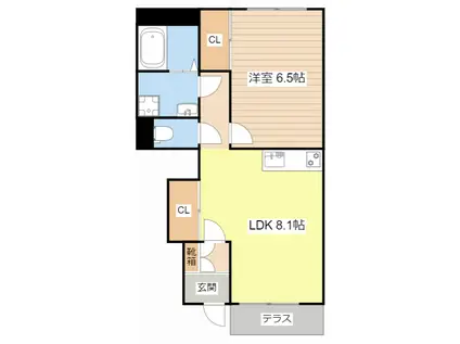 サンライズ21II(1DK/1階)の間取り写真
