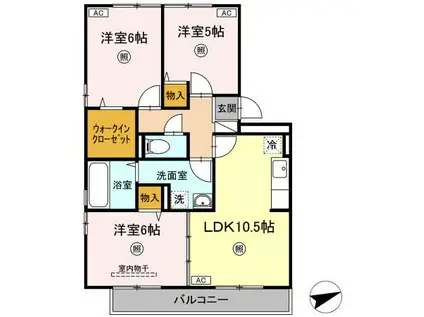 リビングタウン弓ヶ浜F棟(3LDK/3階)の間取り写真