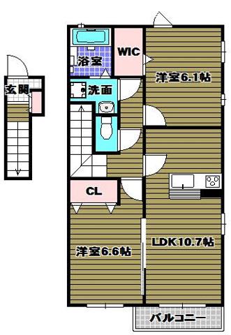 ディアプレステージ豊田(2LDK/2階)の間取り写真