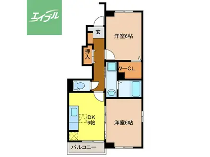 ハッピーシティ基里III(2DK/1階)の間取り写真