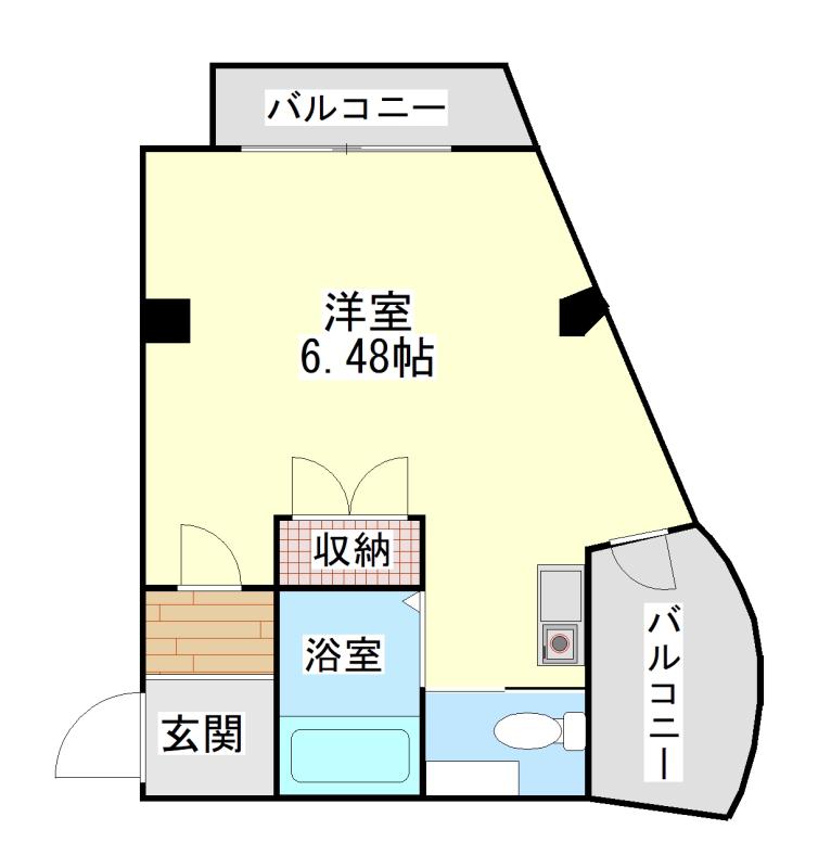 ヒルズ六甲(ワンルーム/2階)の間取り写真