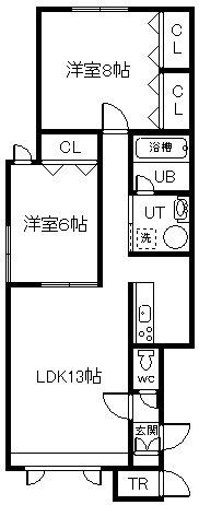 ノンノA(2LDK/2階)の間取り写真