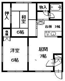 ライフほくもん16(2LDK/1階)の間取り写真