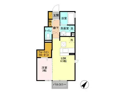 ミヤルーム(1LDK/1階)の間取り写真