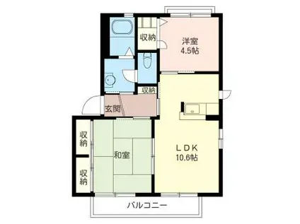 アクアージュC(2LDK/2階)の間取り写真