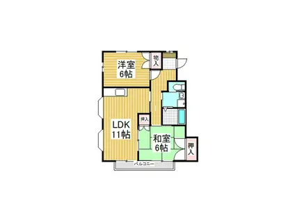 ホワイン・サンビエン(2LDK/1階)の間取り写真