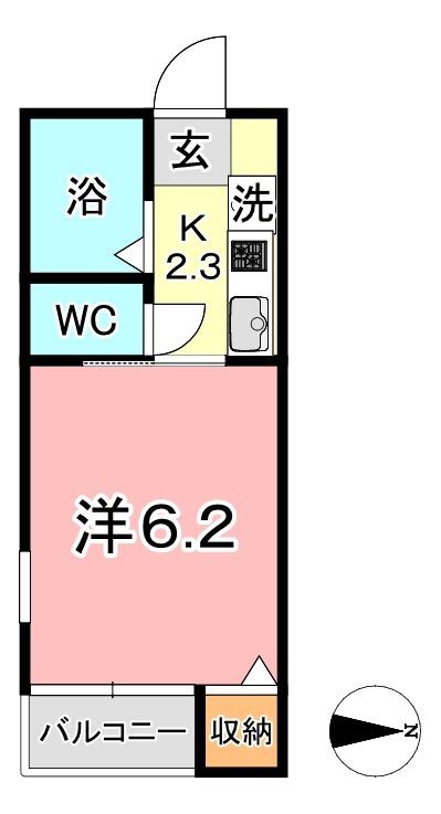 さんさん館 C(1K/1階)の間取り写真