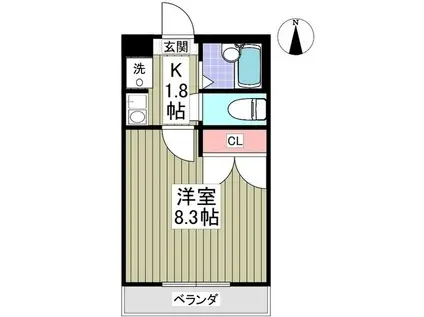 ブランドール北之幸谷3(1K/2階)の間取り写真