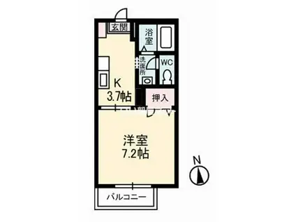 サウスウイング A棟(1K/2階)の間取り写真