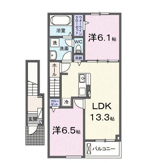 ホーク・FTI(2LDK/2階)の間取り写真