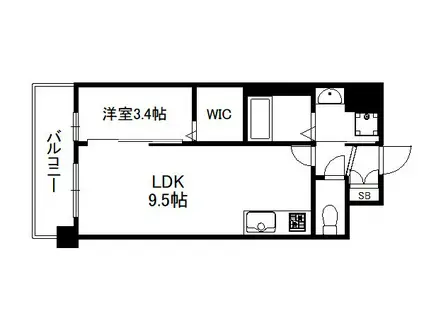 ソルテラス京都JUJO薫(1LDK/2階)の間取り写真