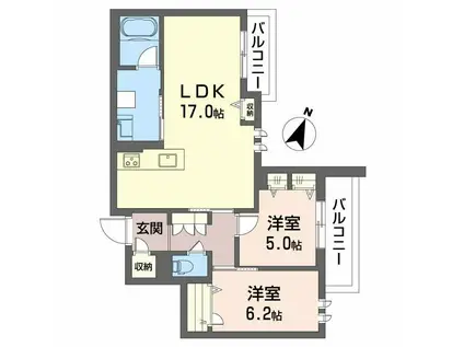 ハムステッドアレー(2LDK/2階)の間取り写真