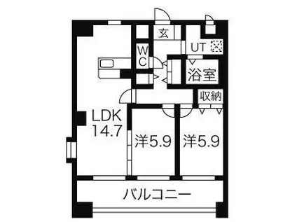リバーサイド天神(2LDK/8階)の間取り写真