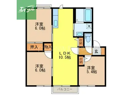 アーバンハイツB棟(3LDK/2階)の間取り写真