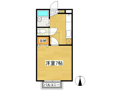 ウェルリット中田(1K/2階)の間取り写真