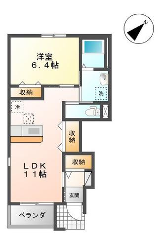 ＪＲ東北本線 岩手飯岡駅 徒歩22分 2階建 築11年(1LDK/1階)の間取り写真